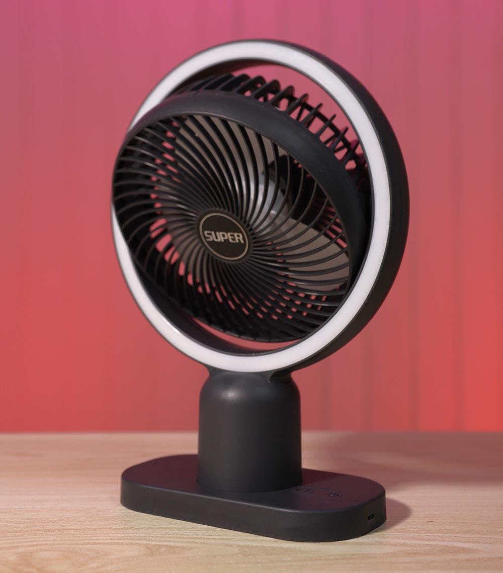 Circulating Rechargeable Tabel Fan With Light