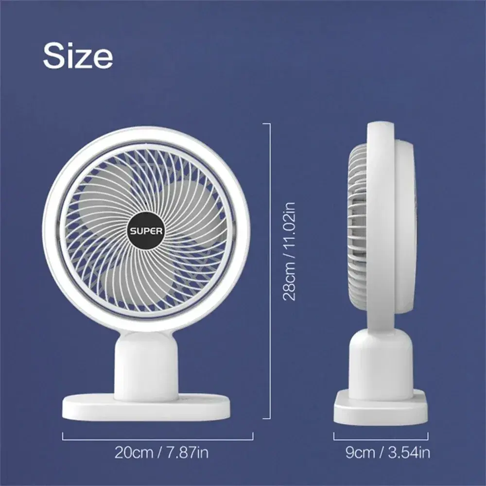 Circulating Rechargeable Tabel Fan With Light